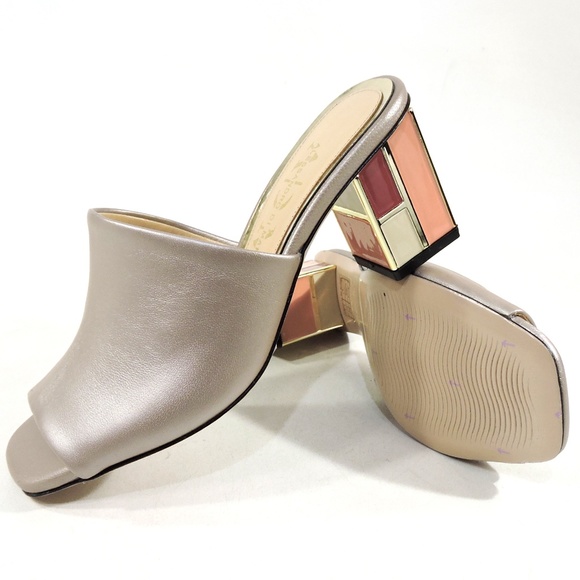 ALESSANDRO DI MARIA 🇮🇹 WOMEN'S BEIGE SOFT LEATHER SUMMER MULES - Picture 7 of 8
